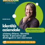 Banner promozionale del webinar SKILLON reload: "Identità aziendale: visione chiara, identità forte, il percorso per distinguersi con coerenza" con Margherita Pisoni, CEO e consulente aziendale, In2ito Marketing. Webinar gratuito il 19 novembre 2025 alle ore 18.00. Maggiori informazioni su skillon.it.